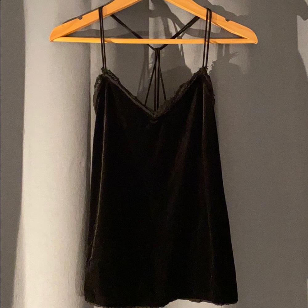 Black Velvet Lacy V-neck